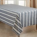Saro Lifestyle SARO  65 x 140 in. Oblong Cotton Tablecloth with Navy Blue Striped Design 5618.NB65140B